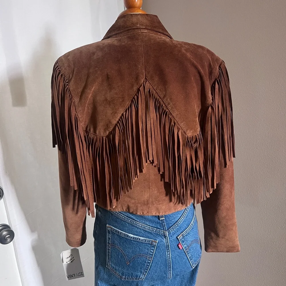 Vintage Ann Taylor Suede Fringe Jacket - Picture 7 of 15